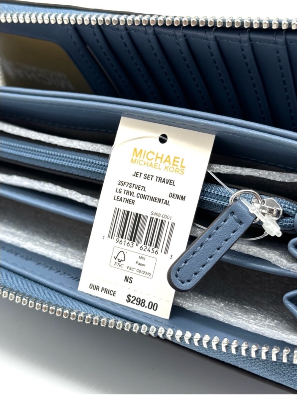 Michael Kors Large Continental Wallet Denim Blue - Picture 7 of 7